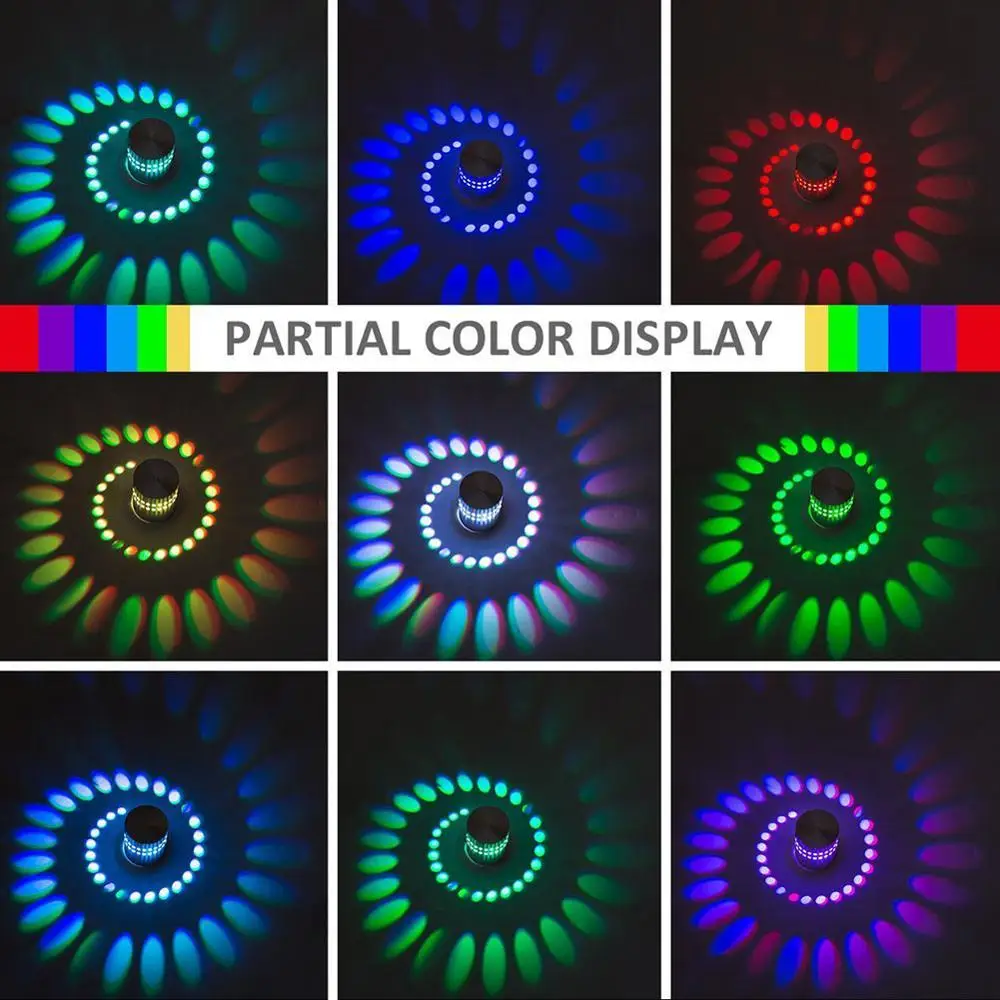 Modern Colorful Lighting Spiral Effect Light Spiral Hole Led Wall Lights For Indoor Bar KTV Decoration