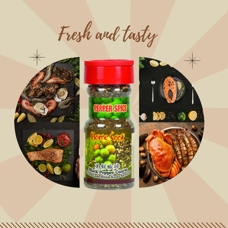 American Top Picks Dried Fresh Coarse Black Pepper Powder 70g Negotiable Low MOQ Food Meat Salmon Seasonings Marinade Ingredient