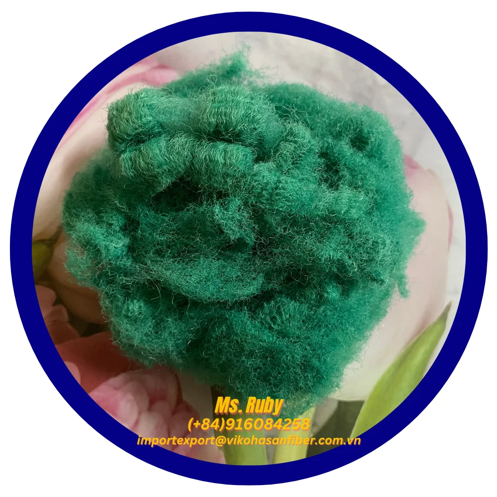 Polyester Staple Fiber SD Green Solid  Recycled Fiber A Grade from Vikohasan supplier for make pad mattress carpet wadding