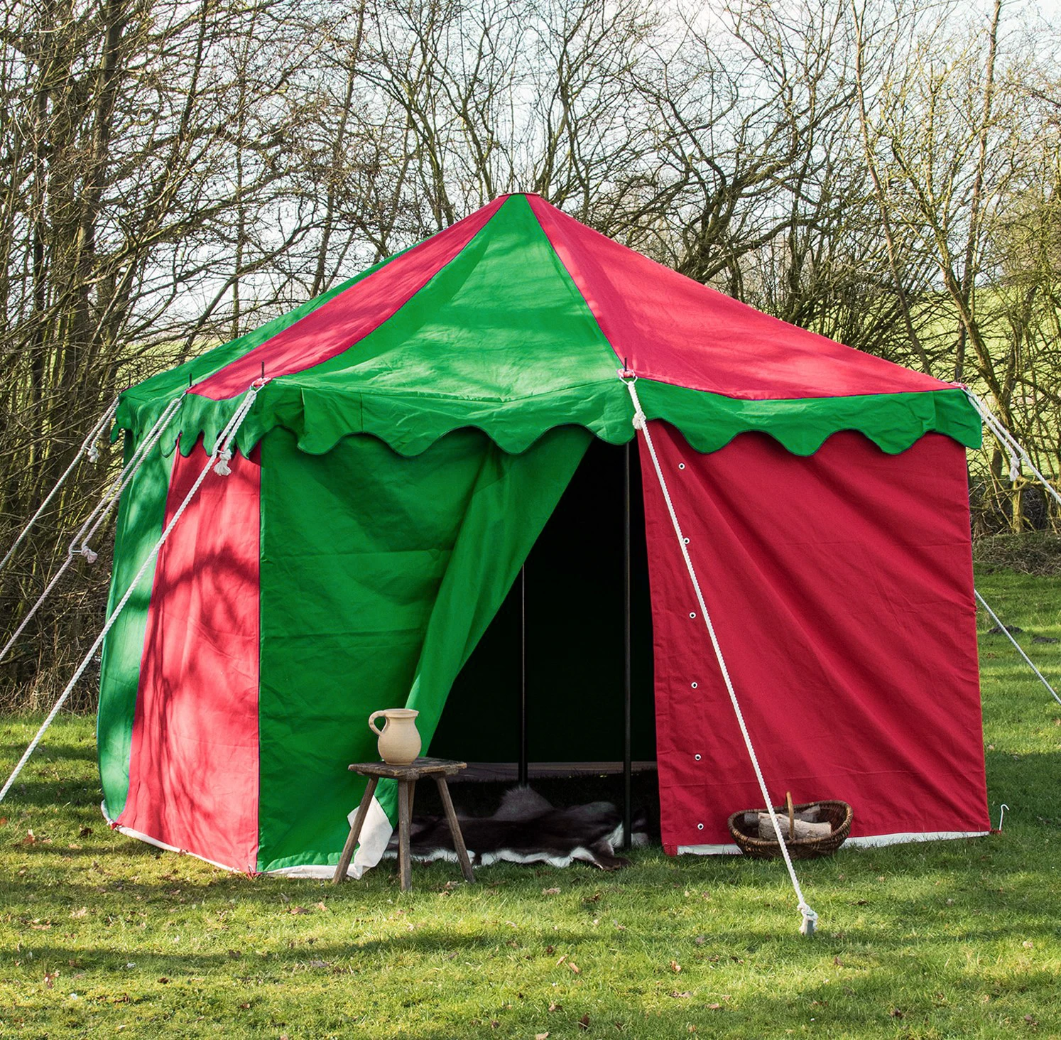 8x8 Sq. meter Sturdy Square Tent for Medieval Reenactment, Faire, and Camping - Authentic Design, Durable Materials, Easy Setup