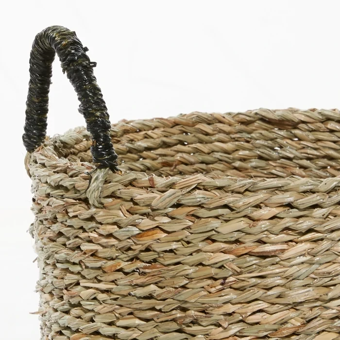 New Style Seagrass Woven Baskets Modern Round Wicker Storage Decorative Rattan Collapsible Clothes Laundry Hamper Home Organizer