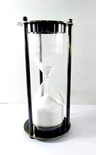 Best Quality Antique Style Brass Timer Hourglass with White Sand for Tablet Decoration Available at Export