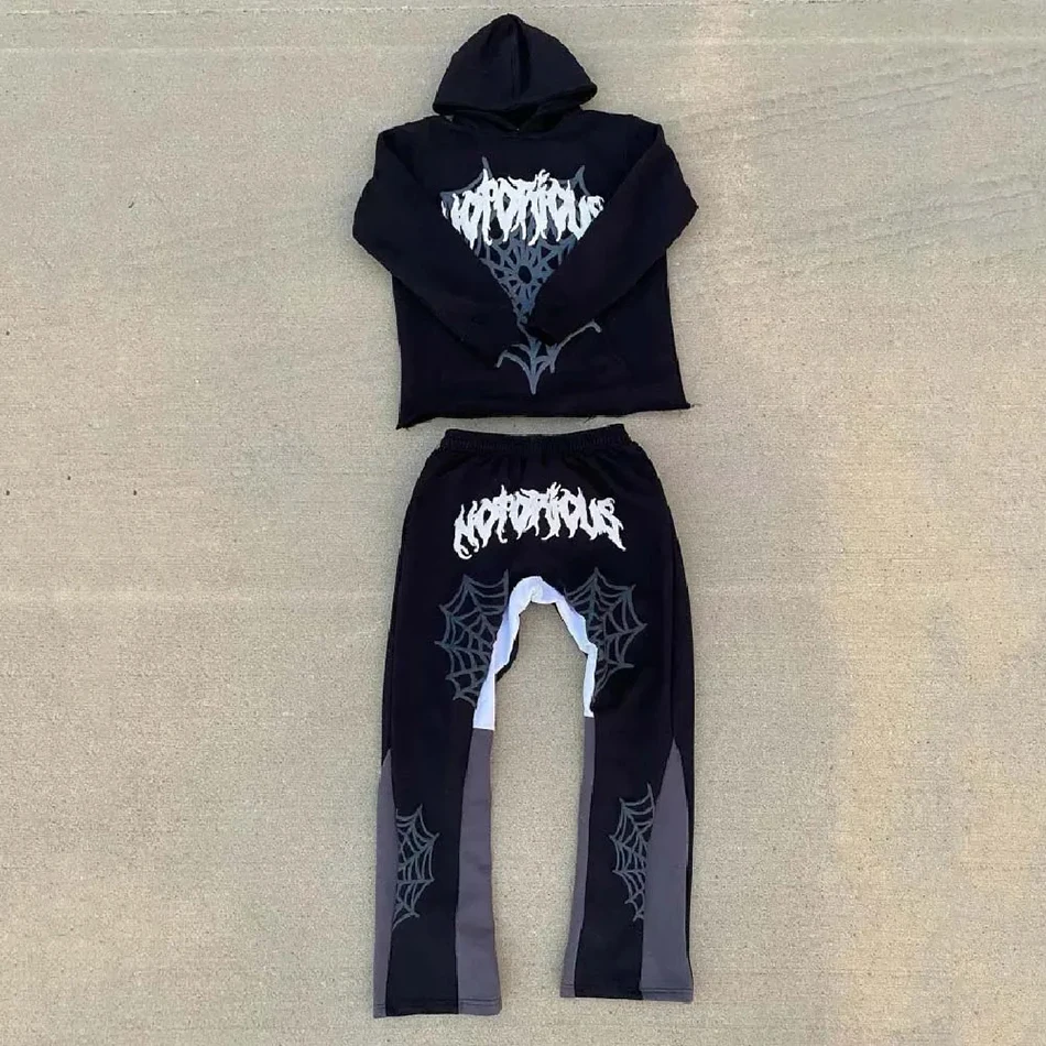 Custom puff print logo track pants jogging suit 100% cotton Hoody sweatpants and hoodie set tracksuits for men