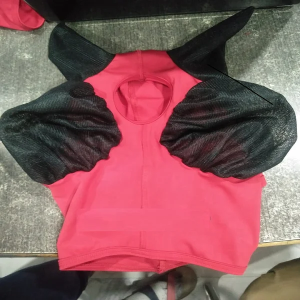 Horse Elastic Fly Veil Hood With soft mesh protects eyes and ears full visibility fly bonnet white horse green fly veil cob size