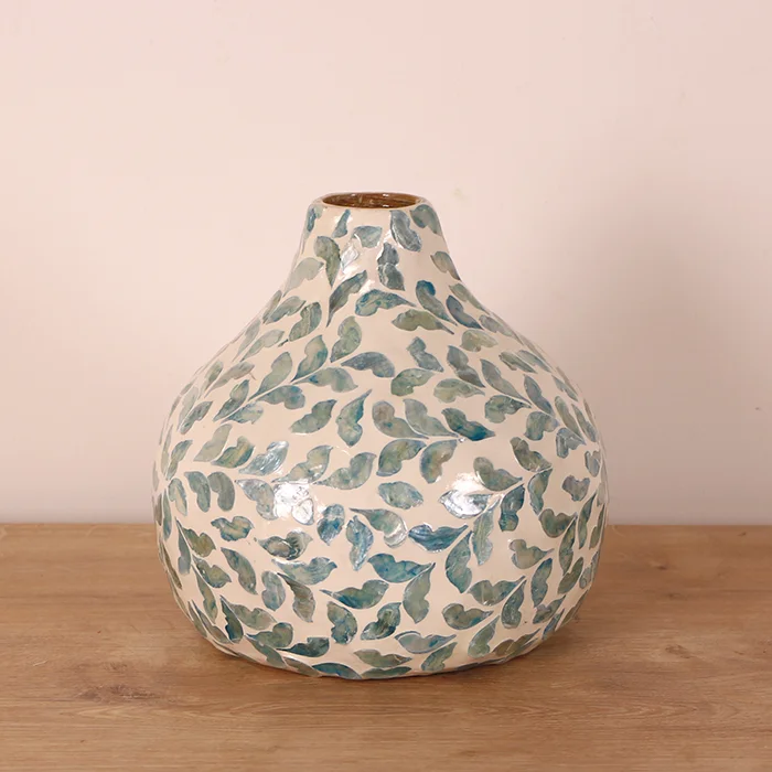 Handmade Mother of pearl Flowers Vase Table Decorative Seashell Vases Cylinder vase in living room or bedroom