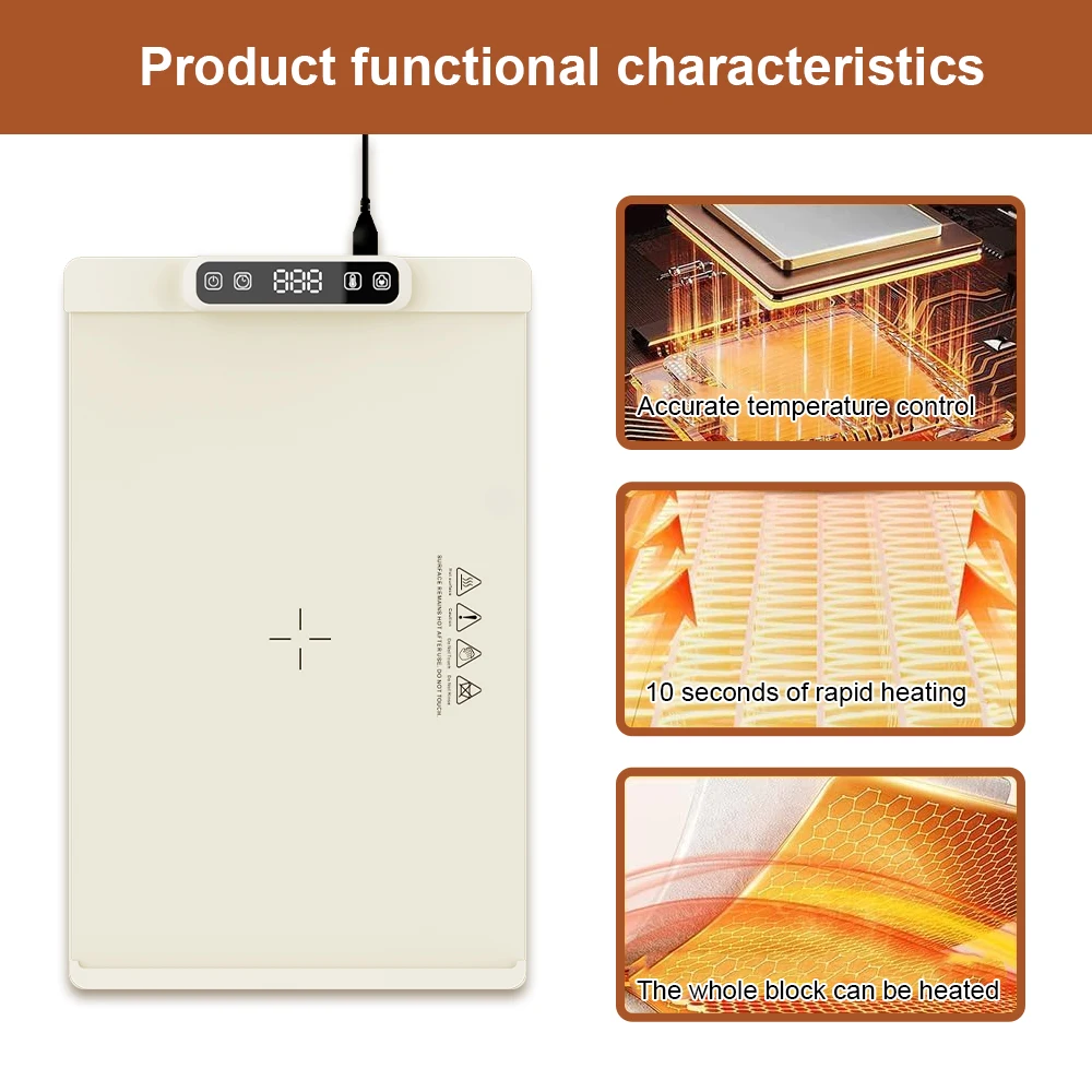 Rayshine Silicone Electric Adjustable Temperature Control Food Warming Tray Heating Plate Mat Table