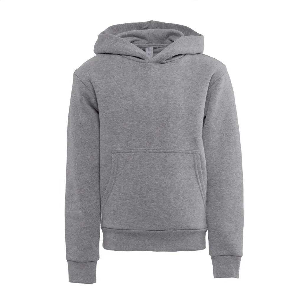 Wholesale Custom Logo 3719Y Heather Grey Youth Sponge Fleece Pullover Hoodie Kids Youth Sweatshirts Fleece