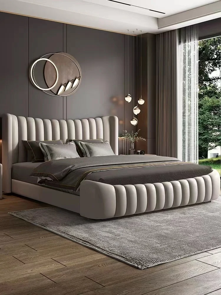 Легкая роскошная кожаная кровать современная простая спальня двойная в итальянском стиле Высококачественная свадебная 2022