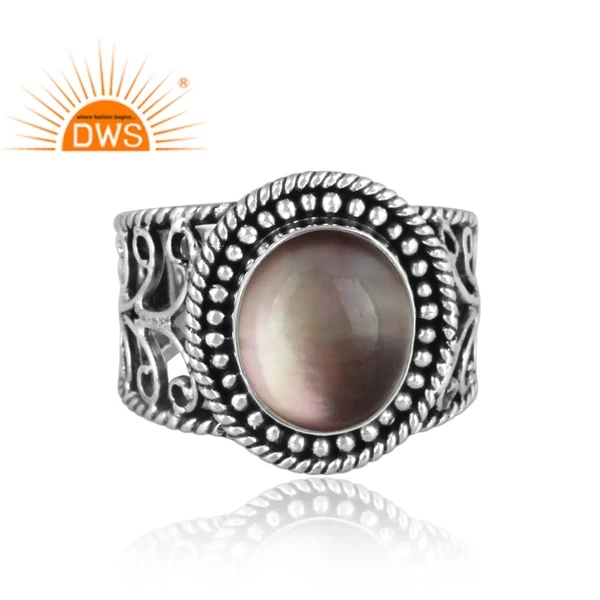Newly Design Oxidized Sterling Silver Natural Doublet Apache Gold Crystal Gemstone Ring Jewelry Manufacturer