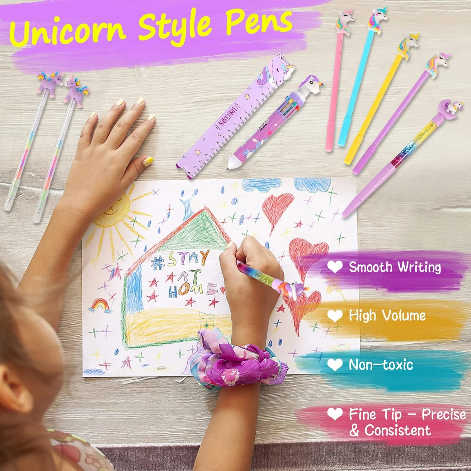 New Design Unicorn Art Supplies Pencil Case Portable Kids Coloring Painting Marker Set For Girls Holiday Gifts