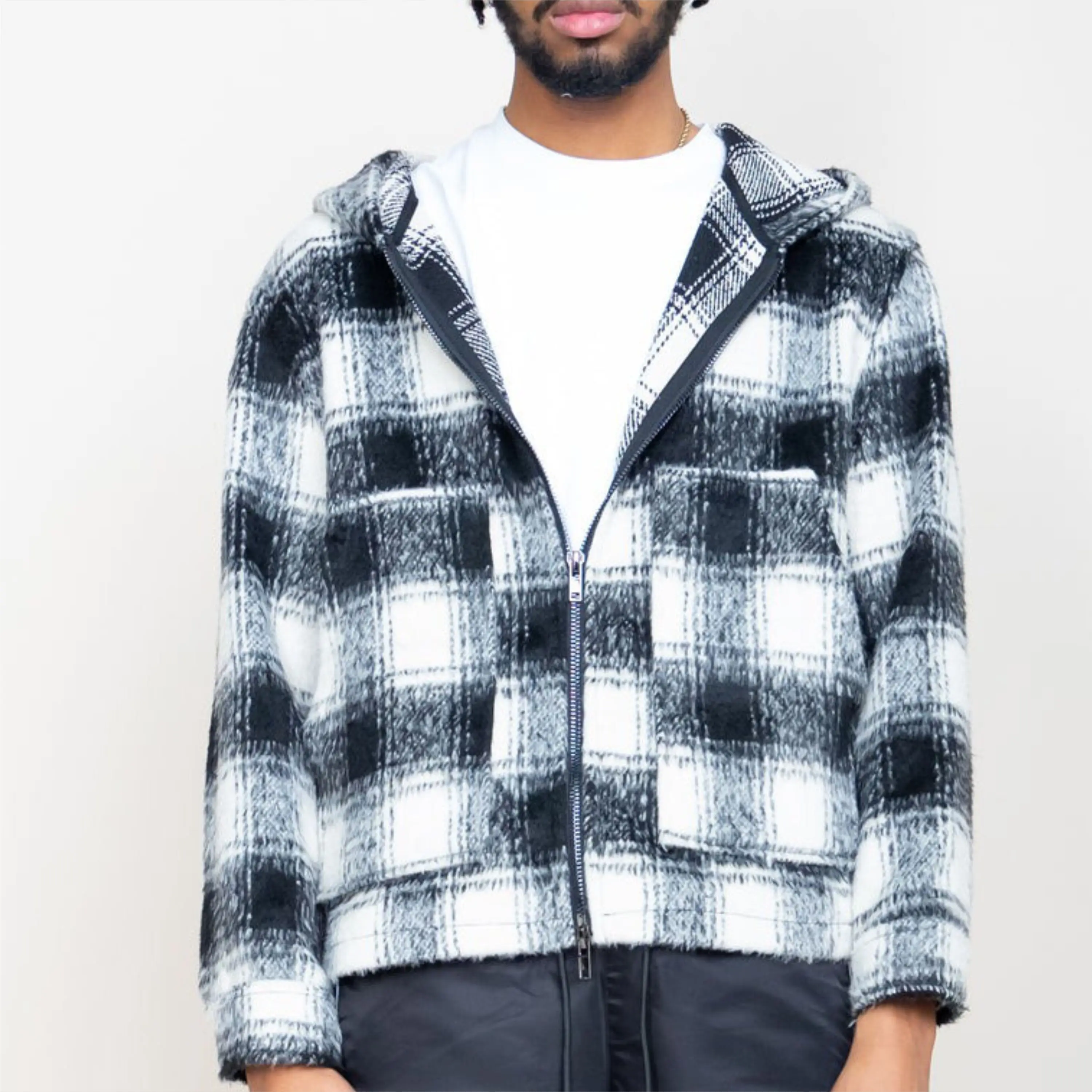 Clothes Casual Streetwear Mens Khaki Light Blue wool Jackets Coats classic stand up collar Bomber Spring Autumn Jacket