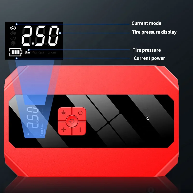 4 Type in 1 12V 6000 mAH Multi-Function Jump Starter Build In Air Compressor Portable Power Bank Car Jump Starter