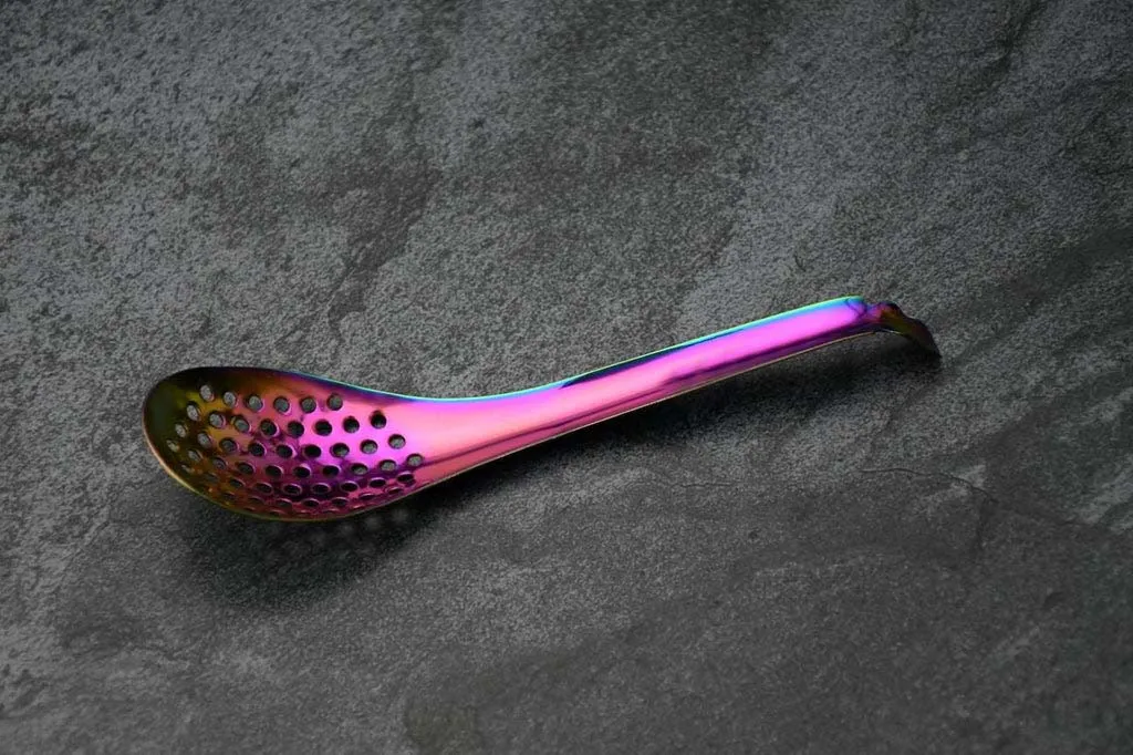 Сферическая ложка из нержавеющей стали Молекулярный миксолог шлицевая барная кухня в плазме золотого цвета Лучшая цена по самой низкой цене