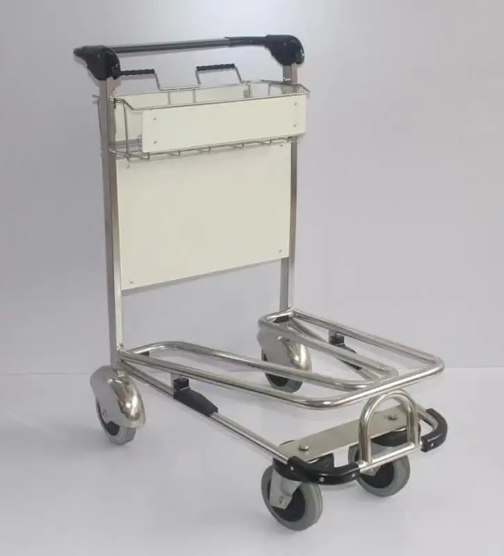 High Quality Stainless Steel Airport Passenger Luggage 4 Wheels Trolley With Hand Brake For Baggage