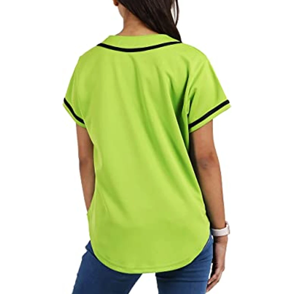 Custom Womens Made in  American Premium Baseball Button Down Jersey Short Sleeve Tee Active Softball Shirt Sports Wear Jersey