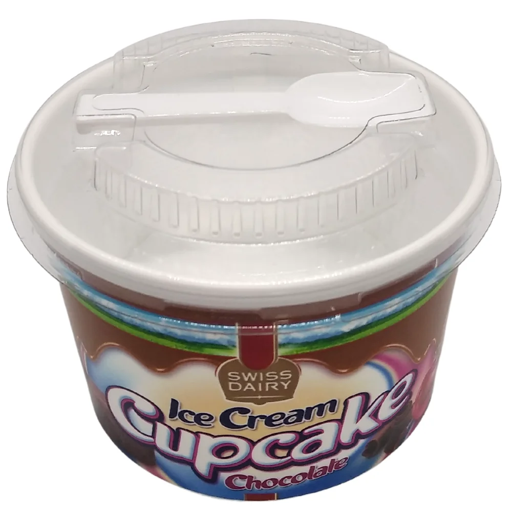 230cc 8oz Leakproof Round Customizable Food Grade Disposable Plastic Cup and PP Plastic Clear Spoon Lid  for Ice Cream Packaging