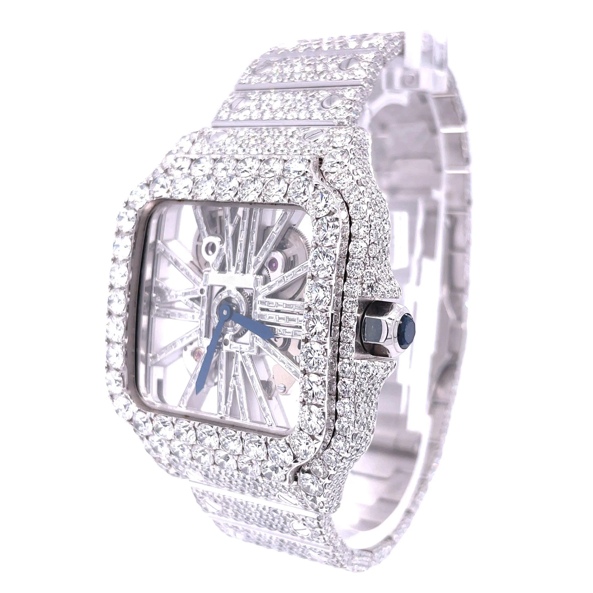 Iced Out Moissanite Diamond Watch Automatic Mechanical In VVS Clarity For Business Mens Rappers Rich Mens