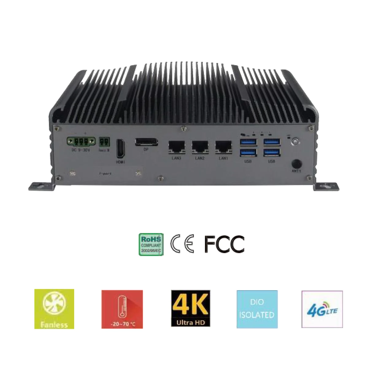 Brand New XKW KMDA-3201 Fanless Embedded Mini Pcs Intel Skylake-U/Kabylake-U CPU Win 7/Win10 DDR4 Intel HD Graphics 4K Displays