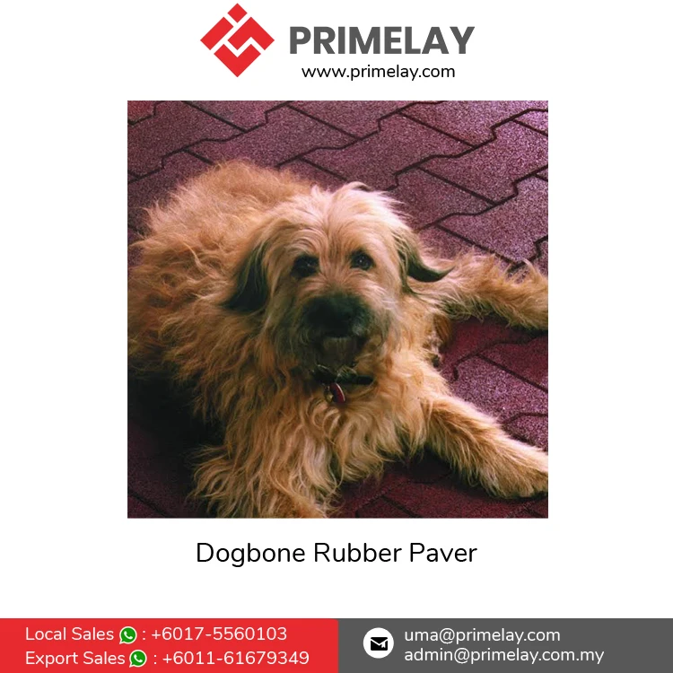 Interlocking Pattern Easy to Install 43mm Thickness Heavy Duty Slip Resistant Dogbone Shape Rubber Pavers for Outdoor Walkway