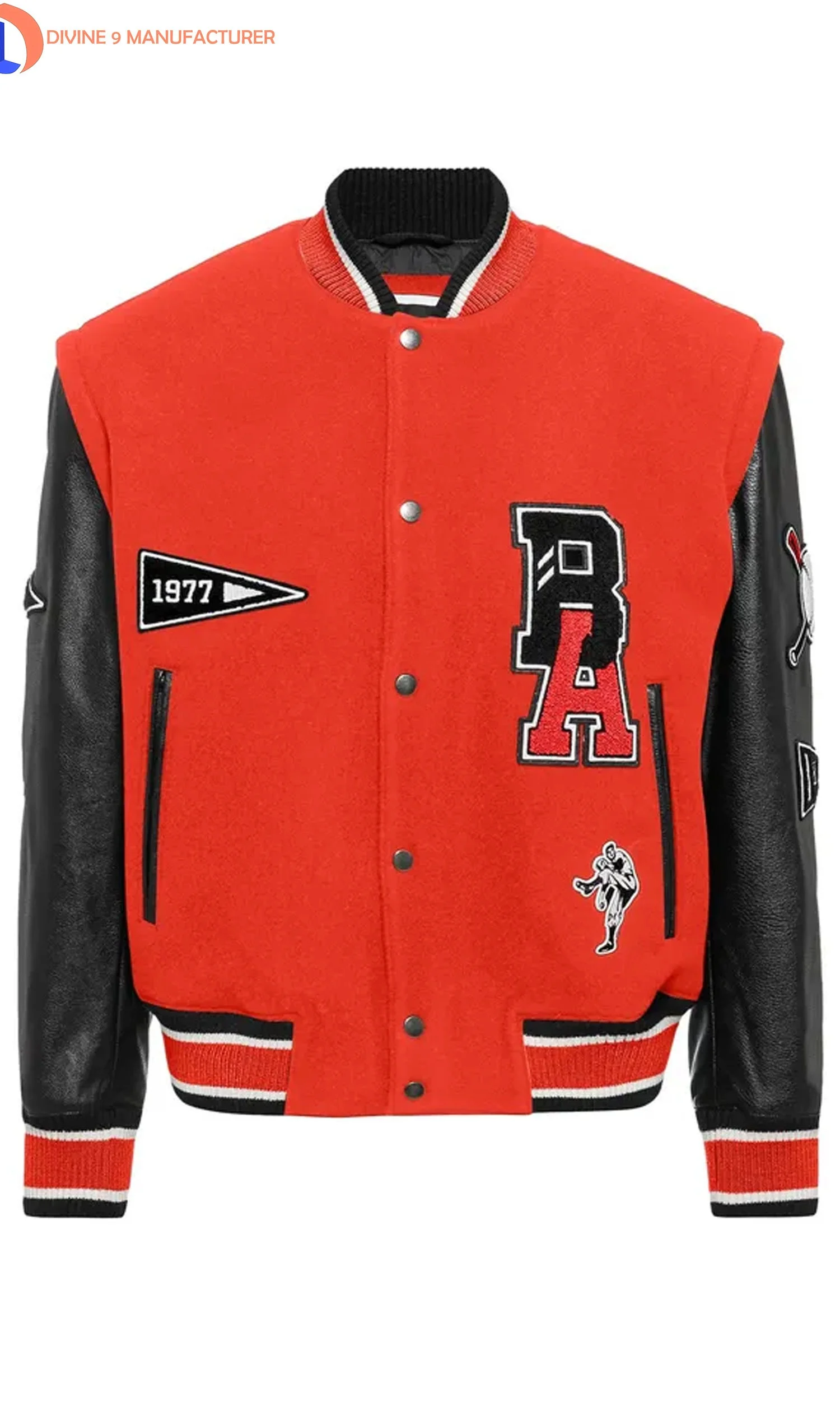OEM Custom Leather Patch Logo Baseball Vintage Letterman Varsity Jacket Manufacture  By Divine 9
