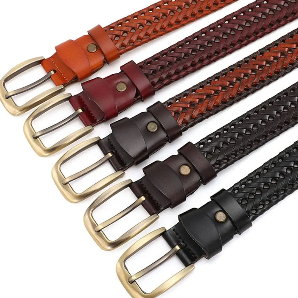 Men Belt Top Layer Leather Casual Belts Vintage Handmade Design Pin Buckle Genuine Leather Belts Male Waistband
