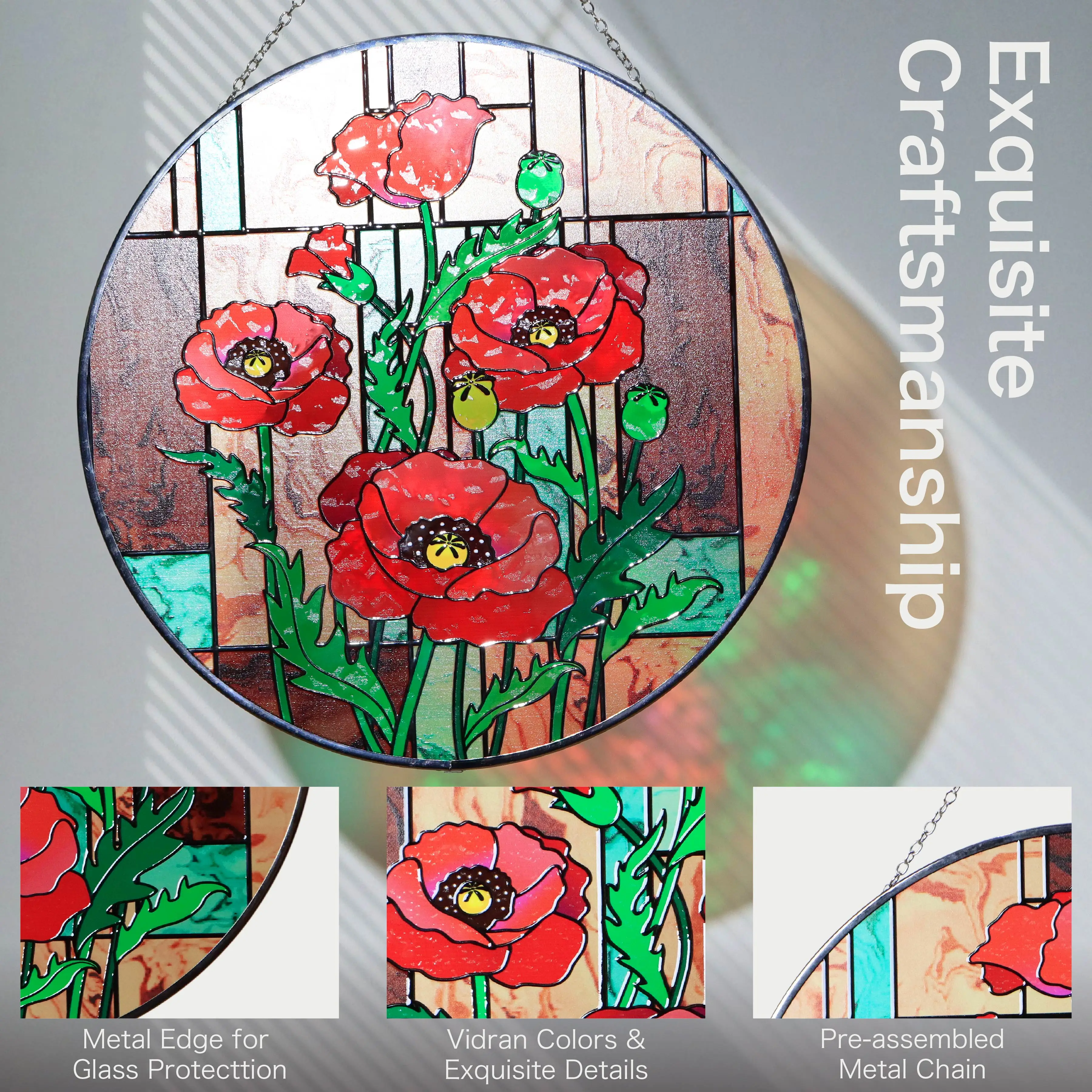 Vibrant Stained Glass Sun Catcher - Perfect for Windows and Gardens
