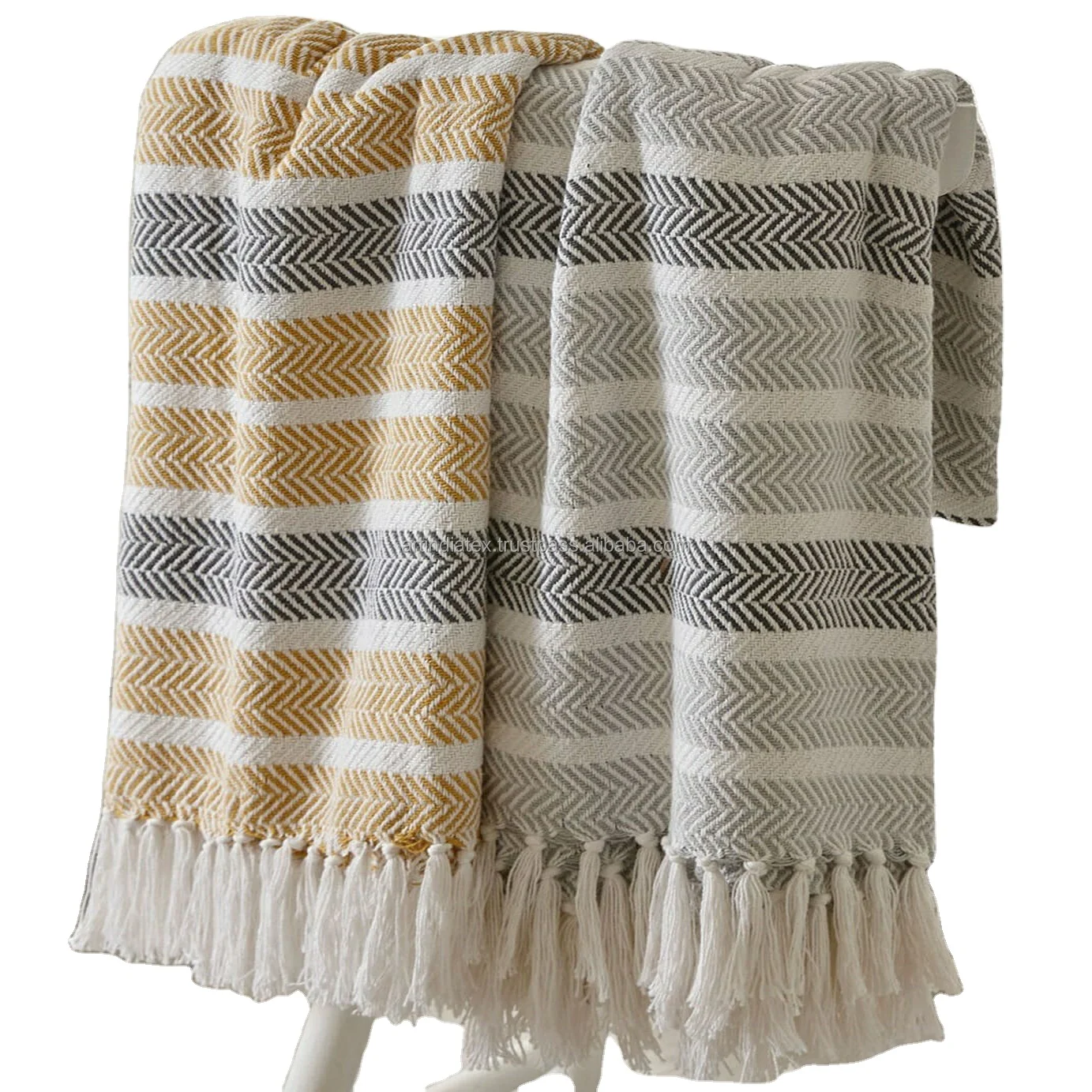 High quality Soft Blanket Throw  boho luxury knitted  decorative woven nordic cotton throw blanket for sofa couch with tassel