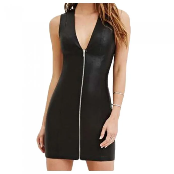 New Collection Ladies Black Leather Dress