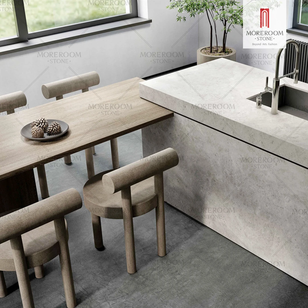 Interior Decoration Stone Artificial Marble Slabs Light Grey Sintered Stone