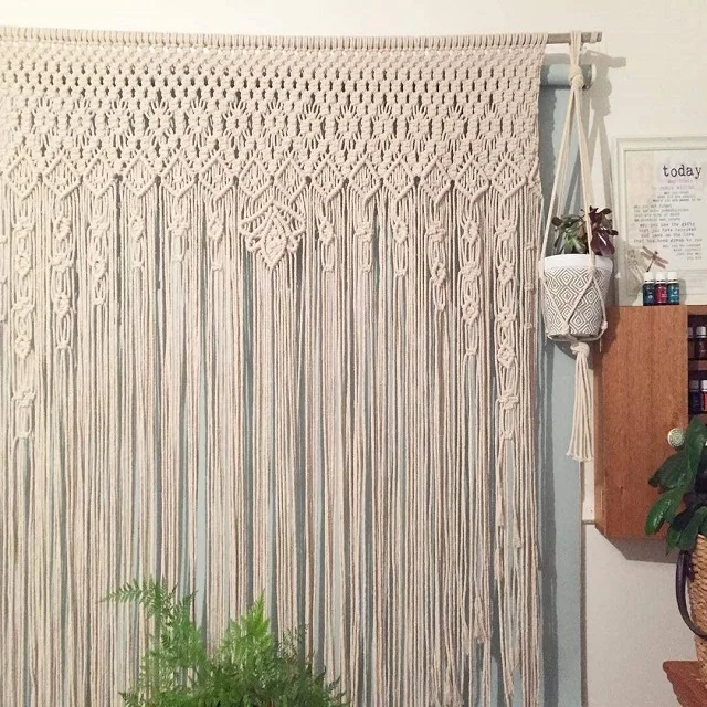 Boho Handmade Accessories Cotton Decor Large Backdrop Tapestry Hanging Macrame Door Curtain