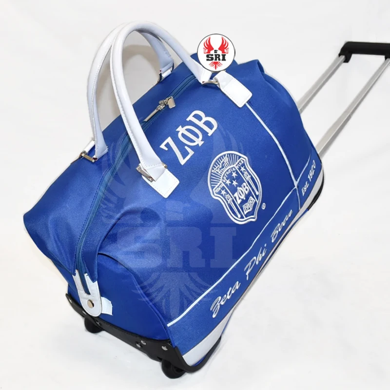 Zeta Phi Beta Soror Embroidered Women Rolling Duffel Bag | ZPB Sorority Embroidery Ladies Custom Style Quilted Duffel Bag