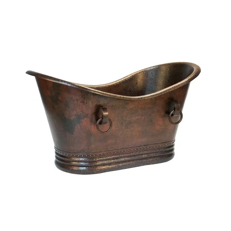 For Sale Hammered Copper Double Slipper Bathtub With Rings In Wholesale Prices For Home And Hotel