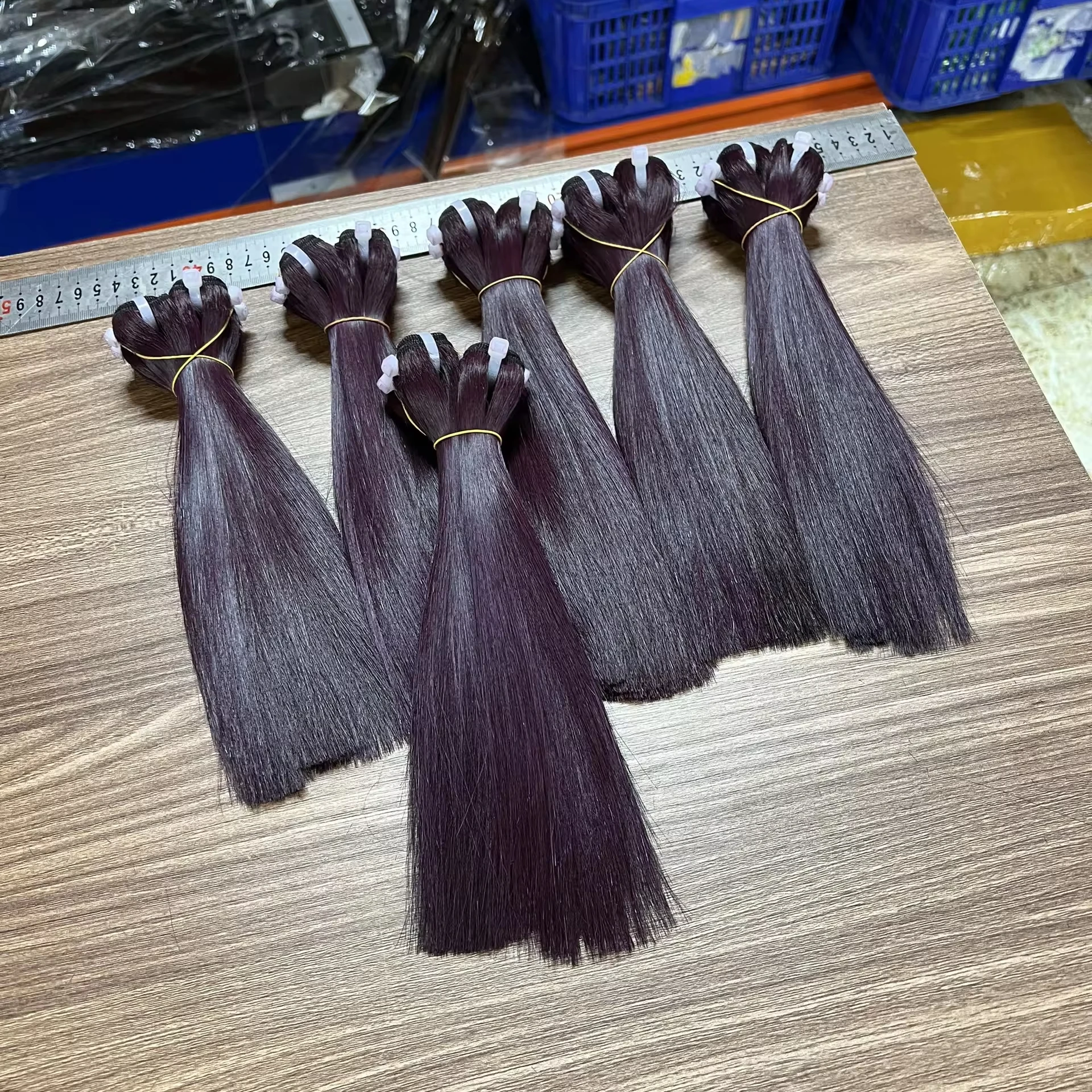 Burgundy color Bone Straight Super double drawn of Asian women thick end 100% human hair Vietnam hair Shinhair company