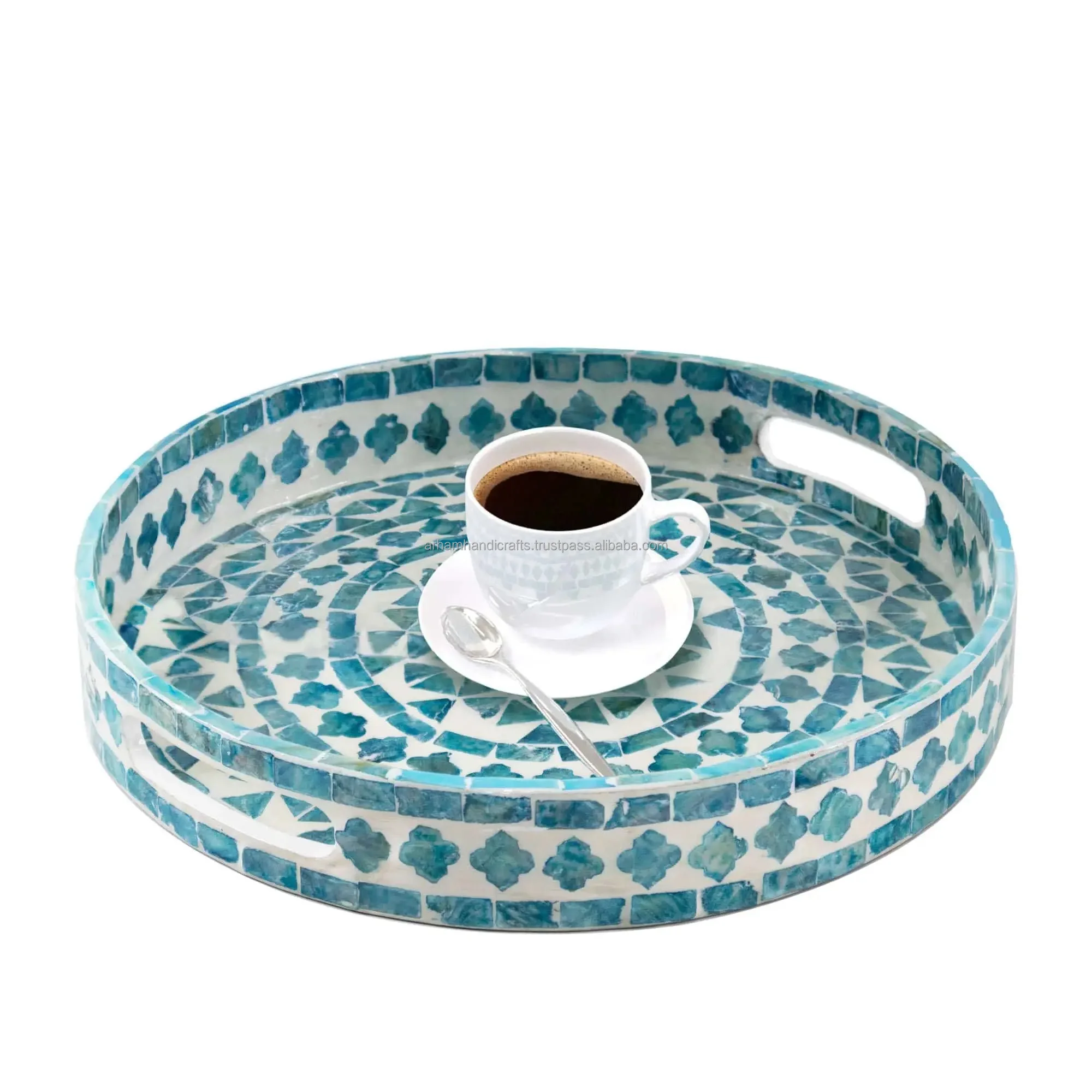 Mother of Pearl Mop inlay tray coffee and food serving tray fot home hotel decor at affordable price by LUXURY CRAFTS