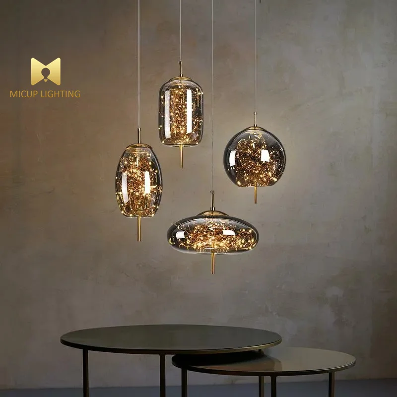 Simple Creative Sphere Full of Stars Restaurant bar Glass Chandelier Art Personalized Cafe LED Pendant Light
