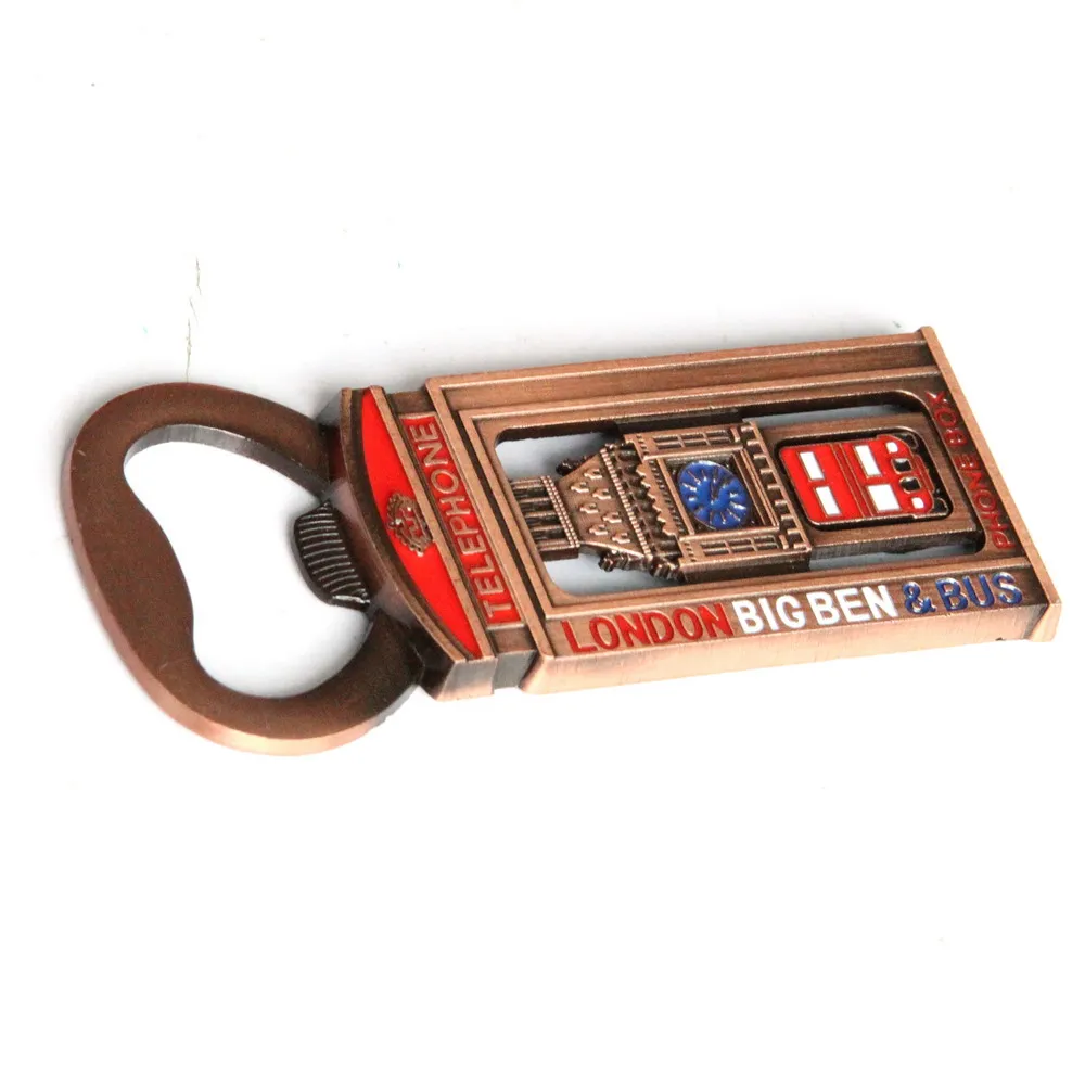 Wholesale custom metal London UK souvenir tourist British big Ben bus fridge magnet bottle opener