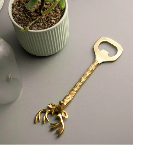 Brass Dear Face Stainless Steel Bottle Opener Cocktail Metal Tools Spoon Feature Boston Eco Material