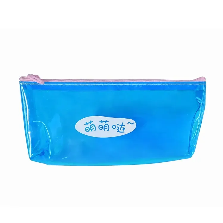 Wholesale waterproof fashion printing custom logo transparent plastic pvc cosmetic pencil bag pouch for children school