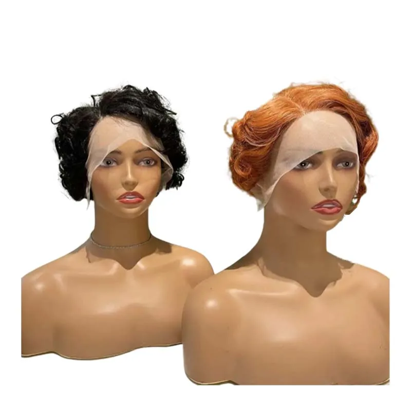 Perruque Pixie Cut Wig Human Hair Curly Bob Short Pixie Cut Lace Wig Preplucked Bleached Knots T Part Lace Pixie Wig