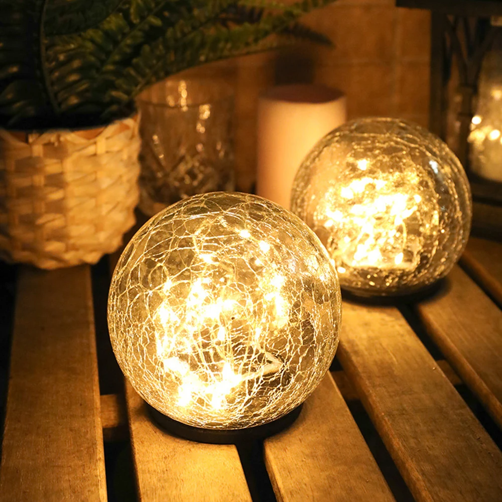 Factory wholesale Solar Cracked Glass Ball Buried led Patio Landscape Christmas Angel String Lights Decorative Lighting