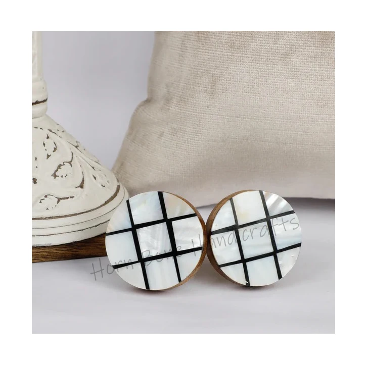 Classic Design Natural Pearl Round Shape Door Pull Black and Natural Pearl White Cabinet Door Knob Mother of Pearl Door Handle