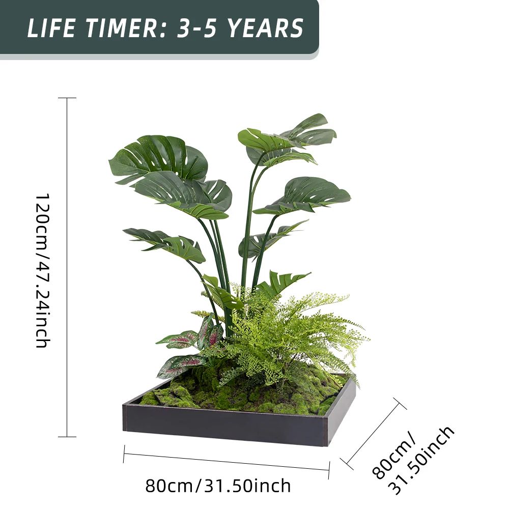 Shein Wholesale Fake Big Bonsai with Planter Faux Plant for Combination Landscape Silk Leaves Artificial Turtle Tree