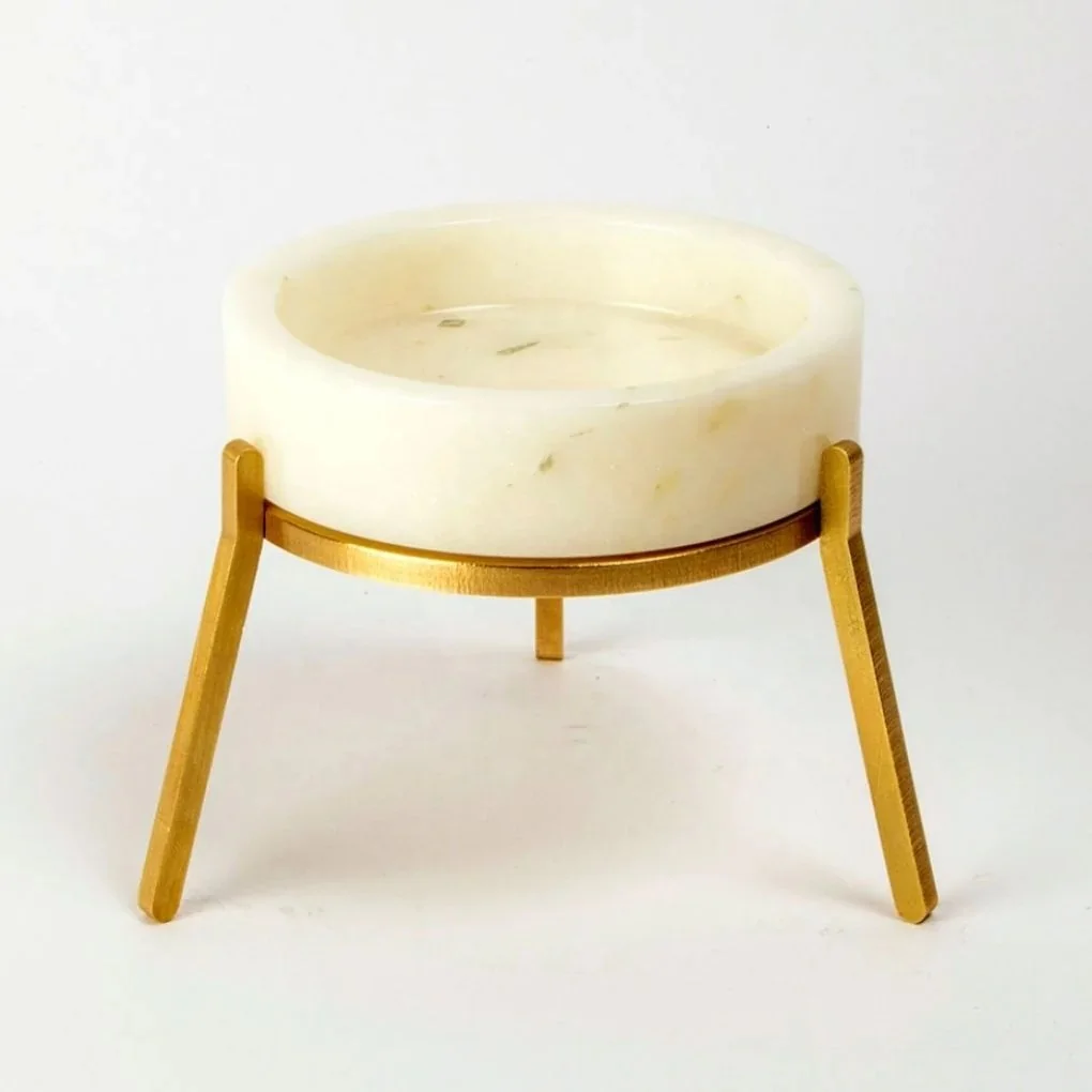 High On Demand Marble Top Candle Votive Holder With Three Metal Legs Eye-Catching Design Home Decoration Handmade Candle Stands