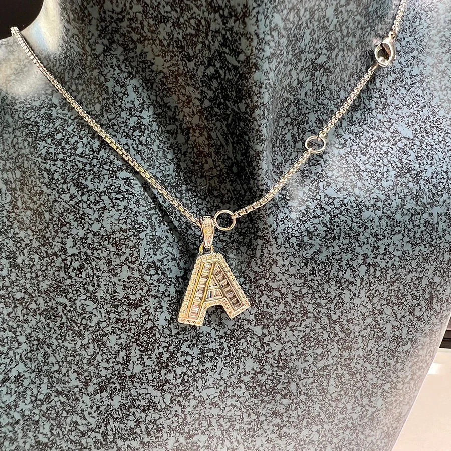 26 English Initials 18k Gold Plated Letter 18kgp Initial Icy Necklace Personalized Name Jewelry Large Initial Pendant