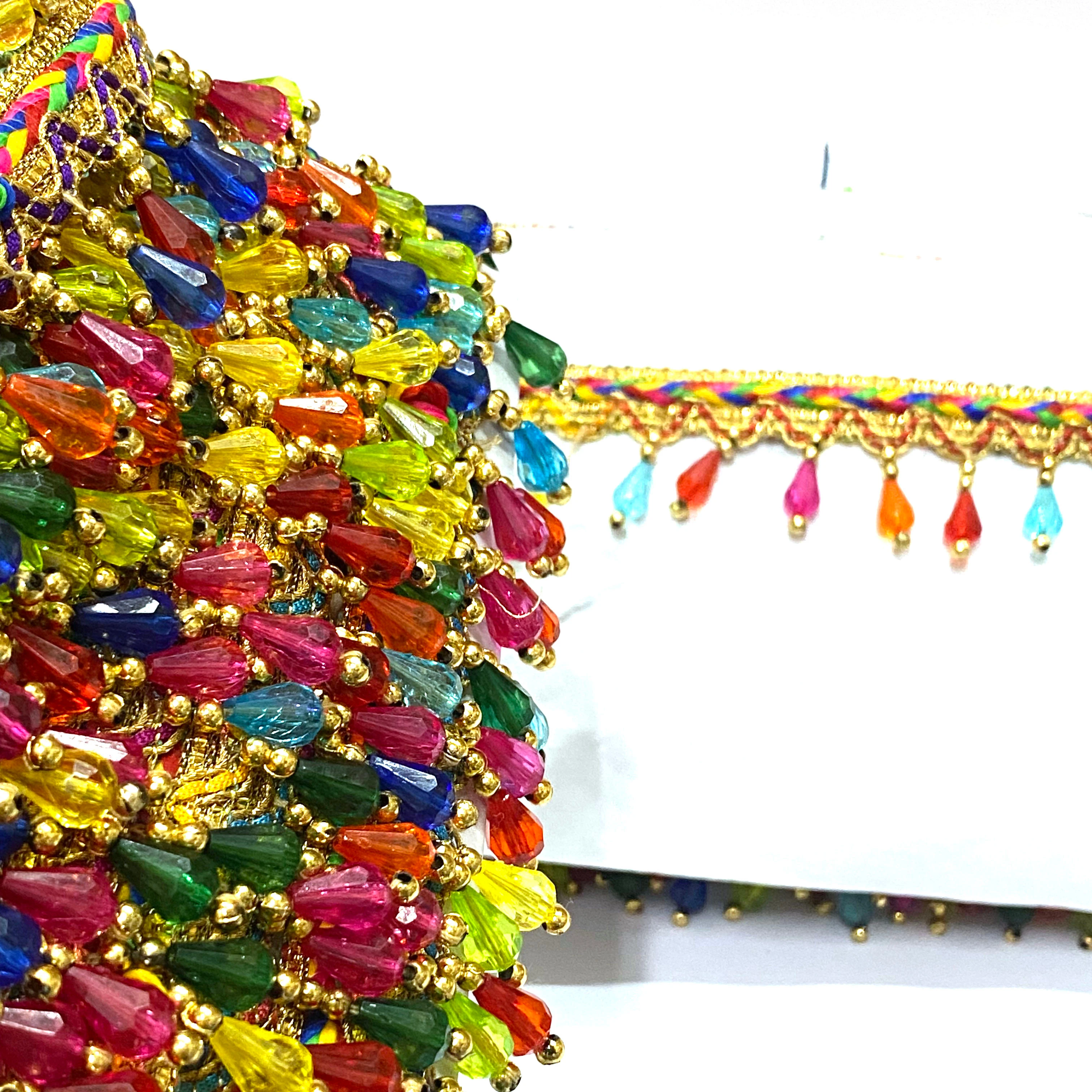 Hand Made Multi Color Beads Lace Trim Fringes