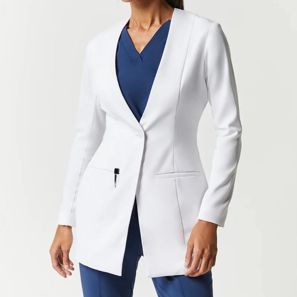 Hospital GOWN white long sleeved Business Blazer 100%cotton Long Sleeve Doctor Clothes White Lab Coats