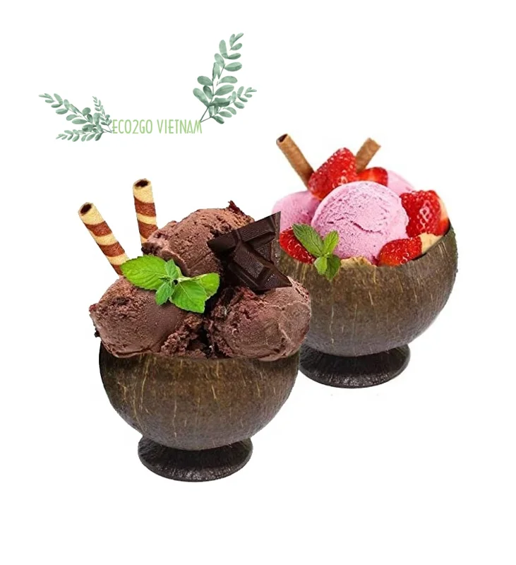 Top One Handicraft Coconut Cups For Drinks/ Coconut Shell Ice Cream Cup Includes Straw And Spoon With Cheap Price From Eco2go