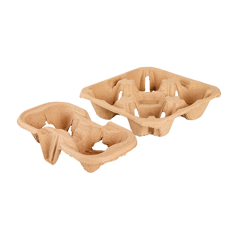 Biodegradable Disposable Takeaway Hot Drink 2 Cup Holder Takeout 4 Cup Tray Carrier Coffee Paper Cup Holder