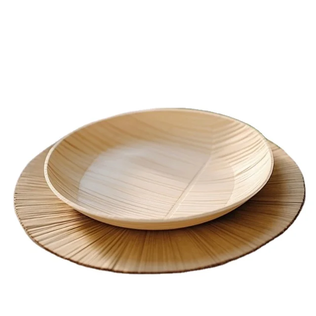 Ready To Ship Romantic Disposable Biodegradable Areca Palm leaf Wooden Bamboo Plate For Party with Quality Control