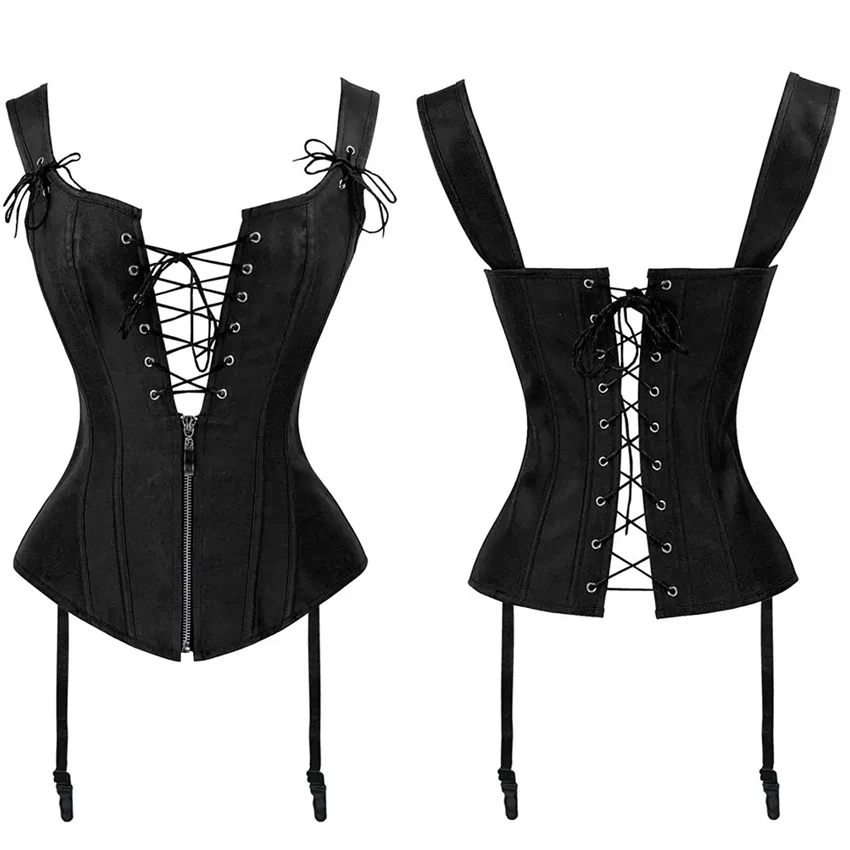 Boned Over Bust Lace Up Corset Bustier Women Steel Boned Waist Training Corset